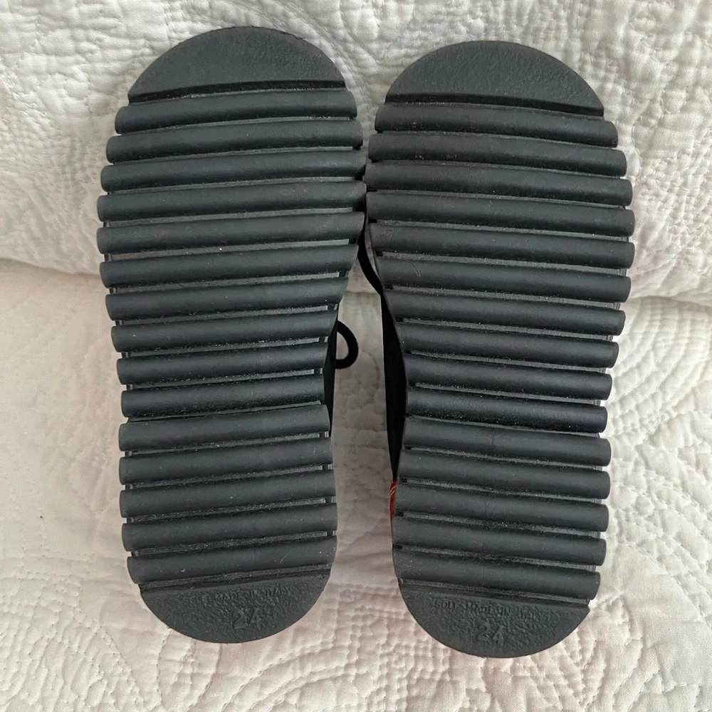 NEVER WORN! Italian Kicket Kids Leather Shoes- Black & Red- Eur size 24 (7.5 US)